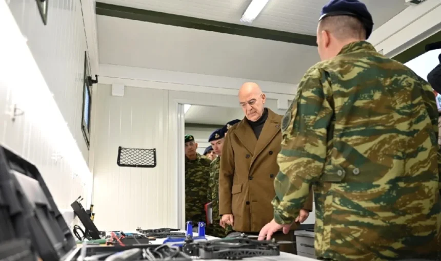 Ο Νίκος Δένδιας επισκέφτηκε τη μονάδα παραγωγής drones ενόψει Χριστουγέννων