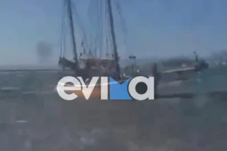 Ιστιοφόρο προσάραξε λόγω ισχυρών ανέμων στην Ερέτρια της Εύβοιας(video)